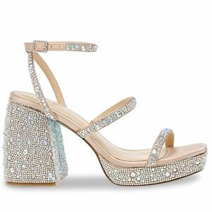 Betsey Johnson Sandals Denni Wedge Heel Glass Sparkle Evening Party Glam 8.5M